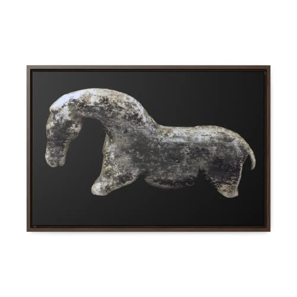 Canvas Wraps - The Vogelherd Horse Mammoth Tusk Sculpture - 24″ x 16″ / Walnut / 1.25’’ - Canvas