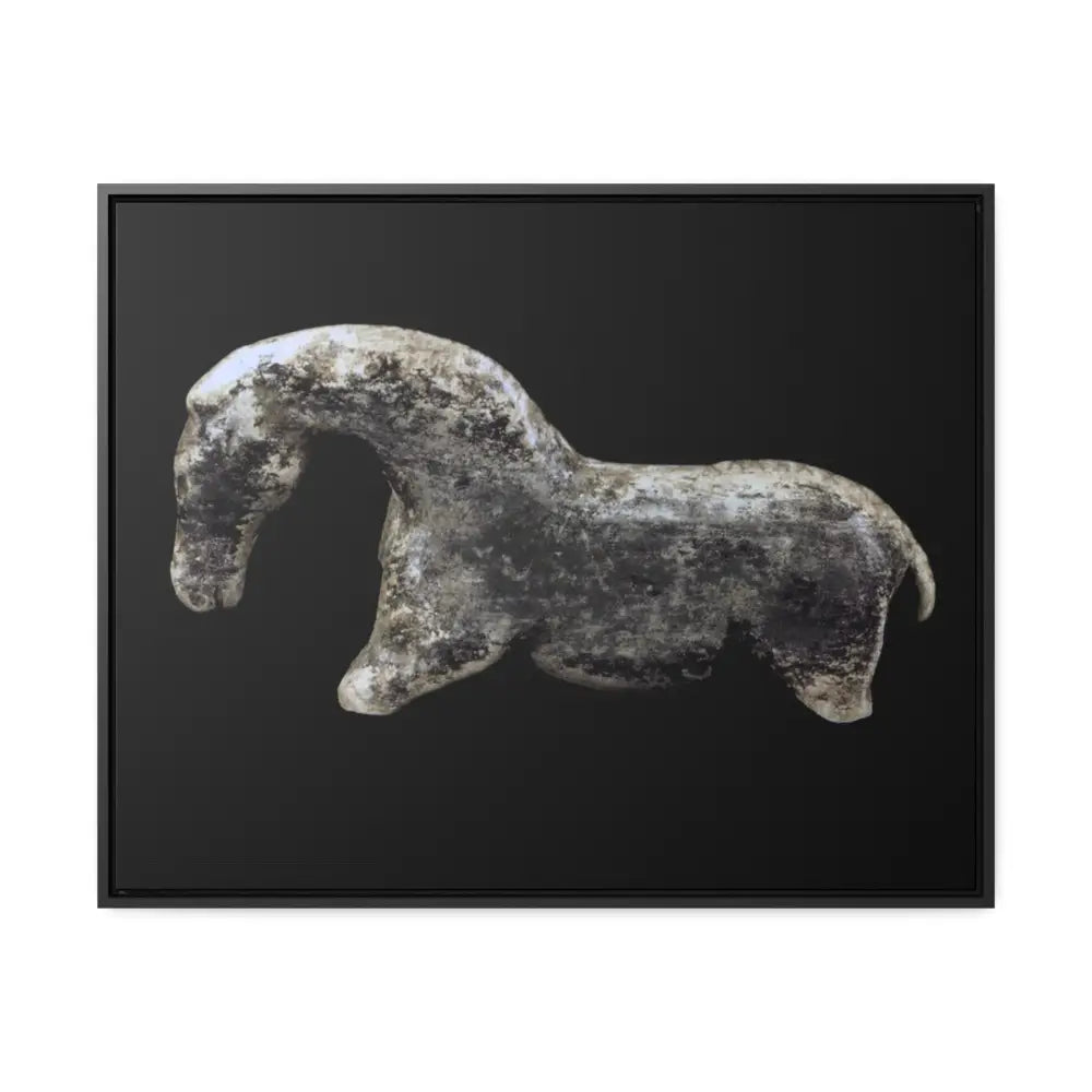 Canvas Wraps - The Vogelherd Horse Mammoth Tusk Sculpture - 30″ x 24″ / Black / 1.25’’ - Canvas