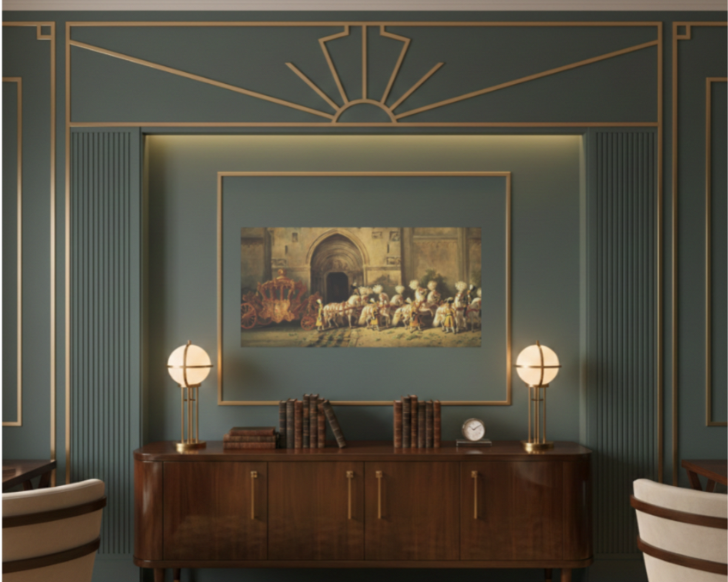 Elegant Stretched Canvas Art - Royal Carriage