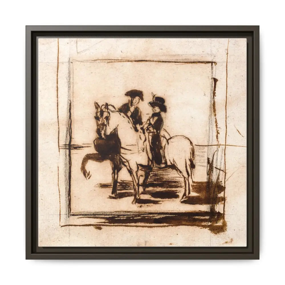 Equestrian Art Canvas Print - Framed Multi-Color Horse Painting - 16″ x 16″ / Espresso / 1.25’’ - Canvas