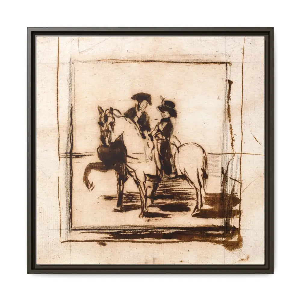 Equestrian Art Canvas Print - Framed Multi-Color Horse Painting - 24″ x 24″ / Espresso / 1.25’’ - Canvas