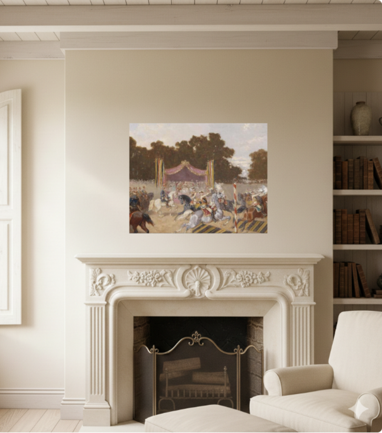 Equestrian Carousel Canvas Print — Vintage Baroque Tournament Wall Art