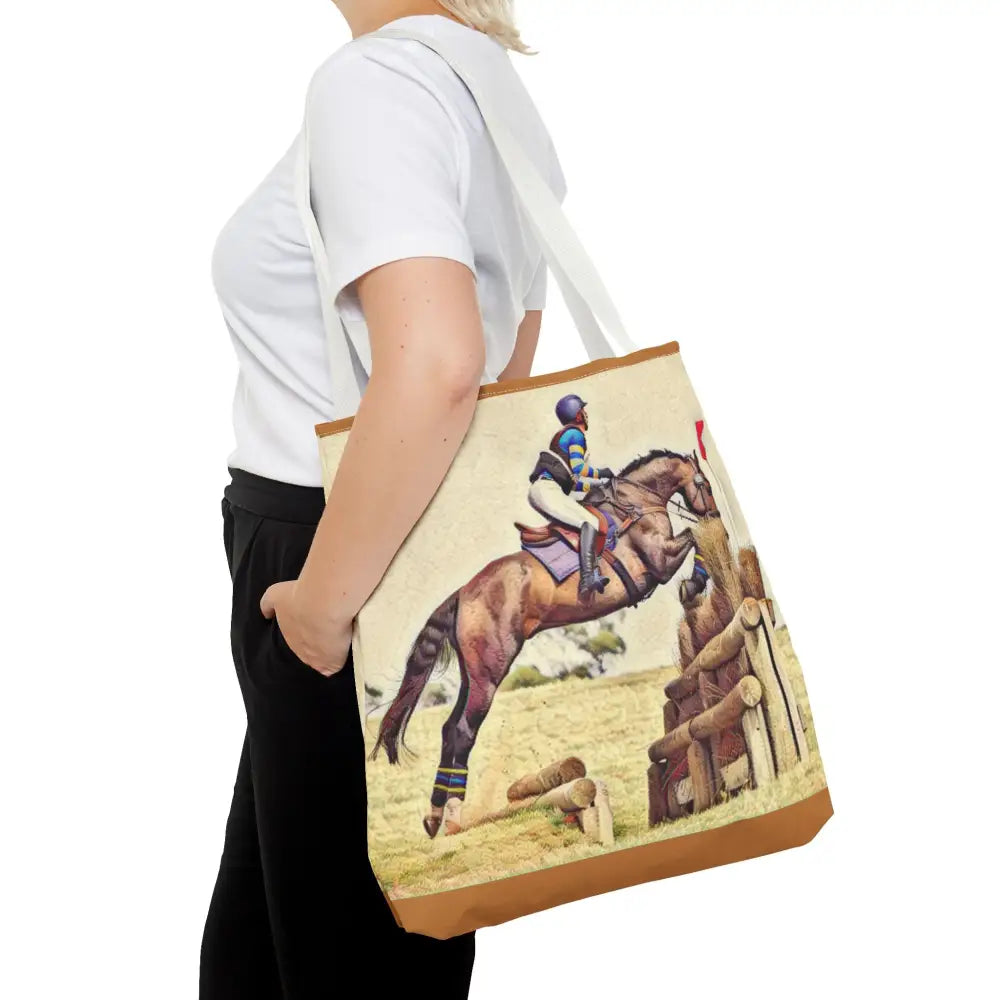 Equestrian Tote Bag - Horse Cross Country Jumping Art Design for Eventers - Bags