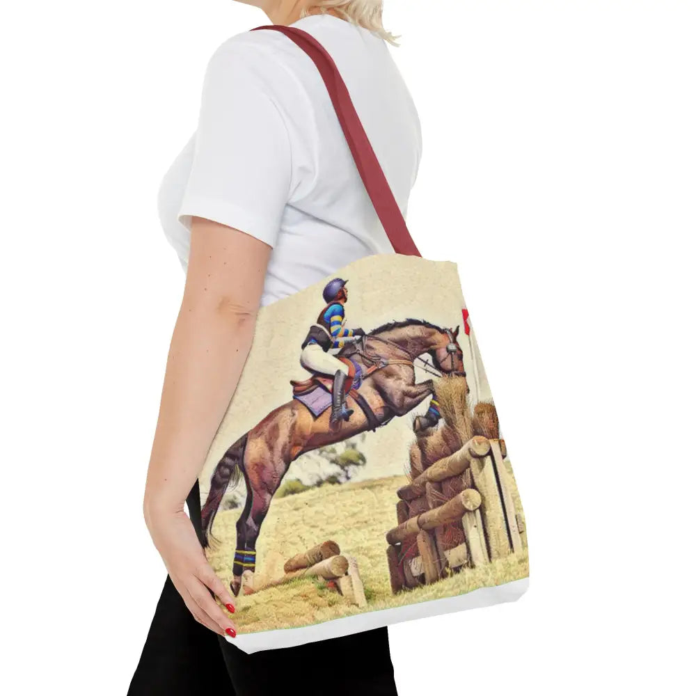 Equestrian Tote Bag - Horse Cross Country Jumping Art Design for Eventers - Bags