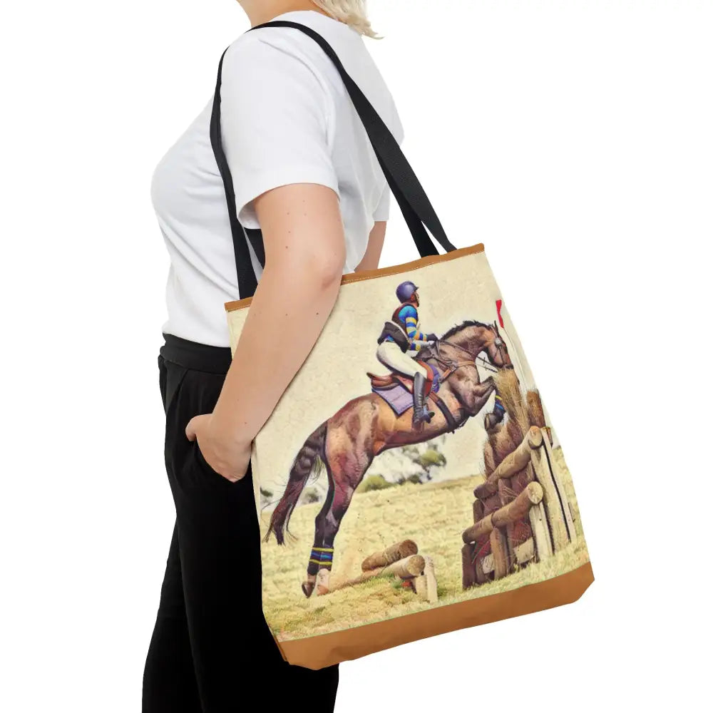 Equestrian Tote Bag - Horse Cross Country Jumping Art Design for Eventers - Bags