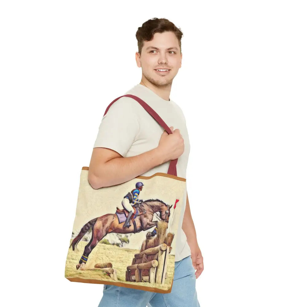Equestrian Tote Bag - Horse Cross Country Jumping Art Design for Eventers - Bags
