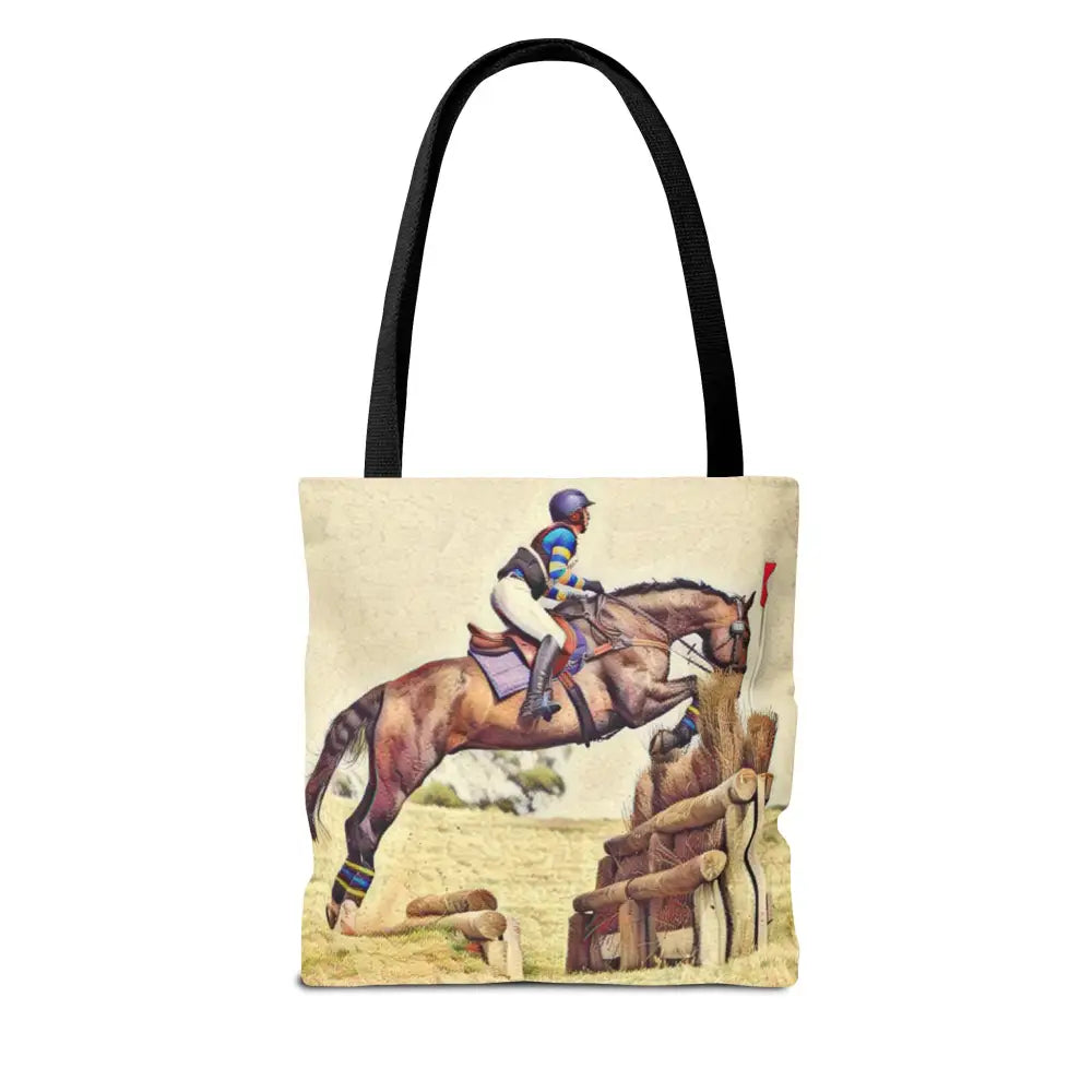 Equestrian Tote Bag - Horse Cross Country Jumping Art Design for Eventers - Bags