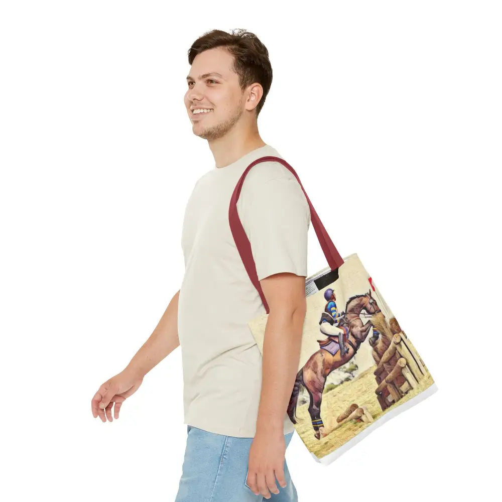 Equestrian Tote Bag - Horse Cross Country Jumping Art Design for Eventers - Bags