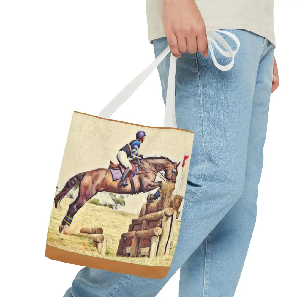 Equestrian Tote Bag - Horse Cross Country Jumping Art Design for Eventers - Bags