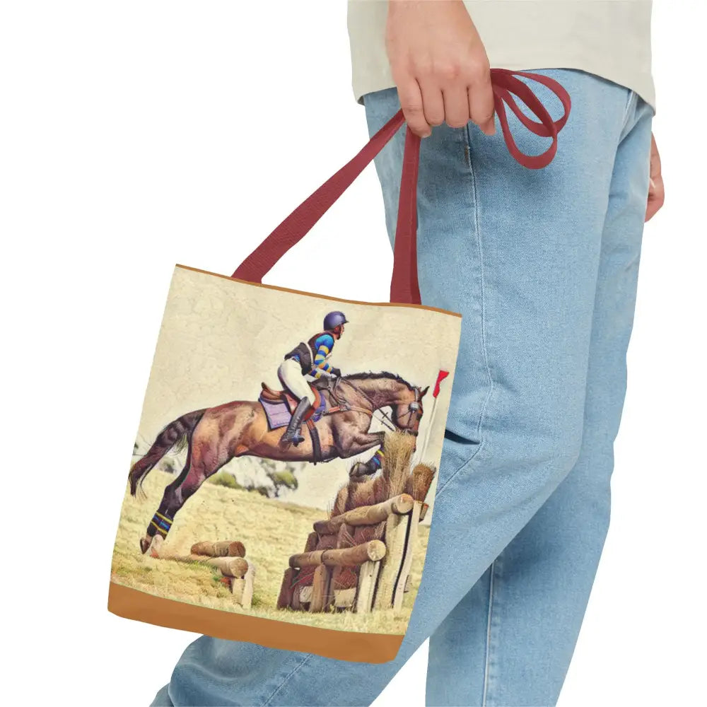 Equestrian Tote Bag - Horse Cross Country Jumping Art Design for Eventers - Bags