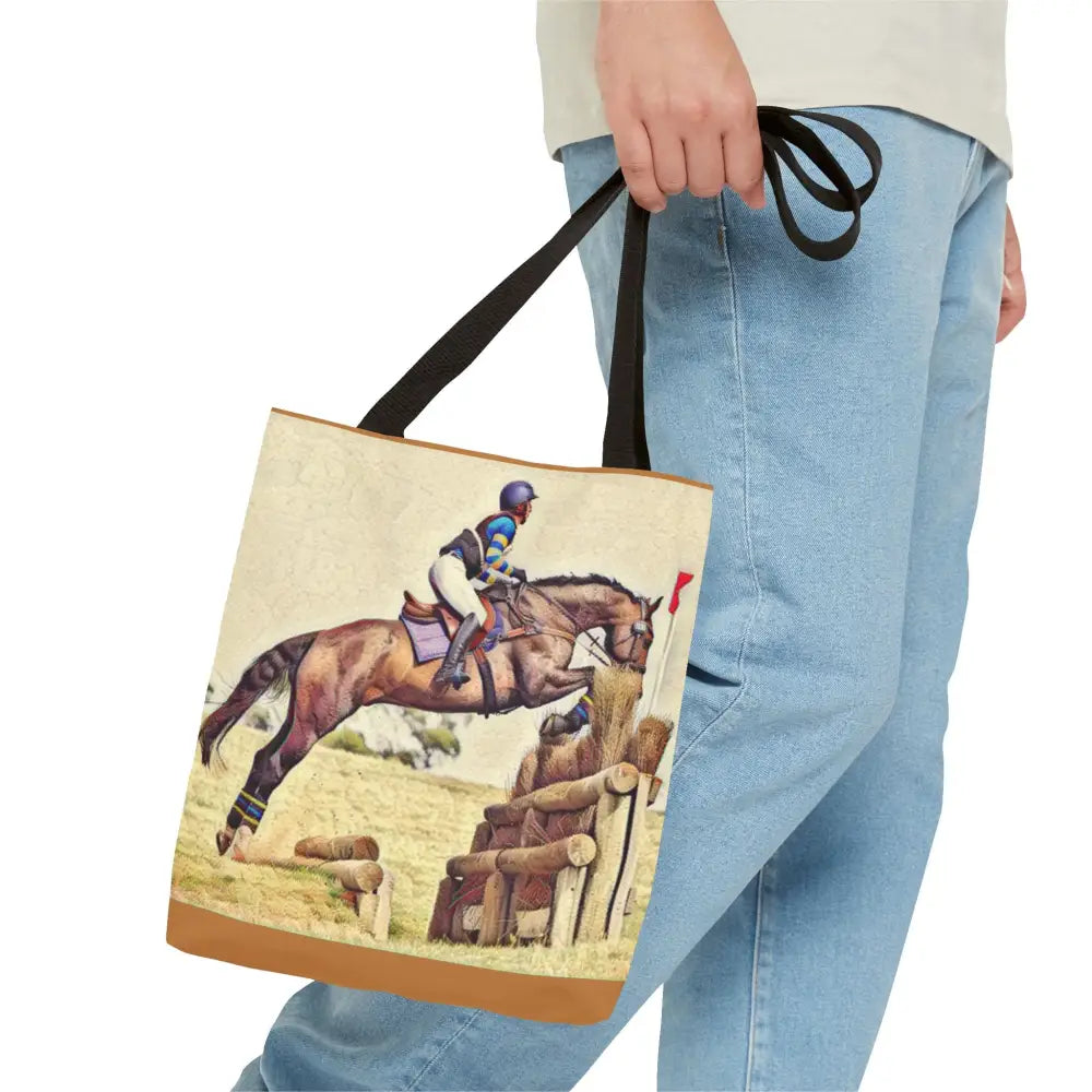 Equestrian Tote Bag - Horse Cross Country Jumping Art Design for Eventers - Bags