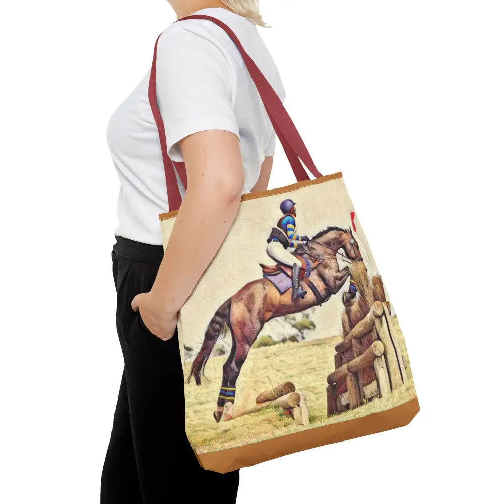 Equestrian Tote Bag - Horse Cross Country Jumping Art Design for Eventers - Bags