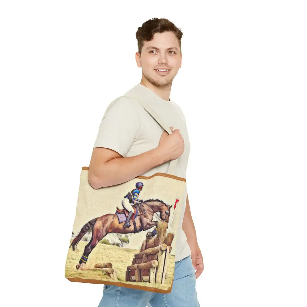 Equestrian Tote Bag - Horse Cross Country Jumping Art Design for Eventers - Bags