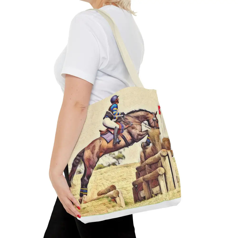 Equestrian Tote Bag - Horse Cross Country Jumping Art Design for Eventers - Bags