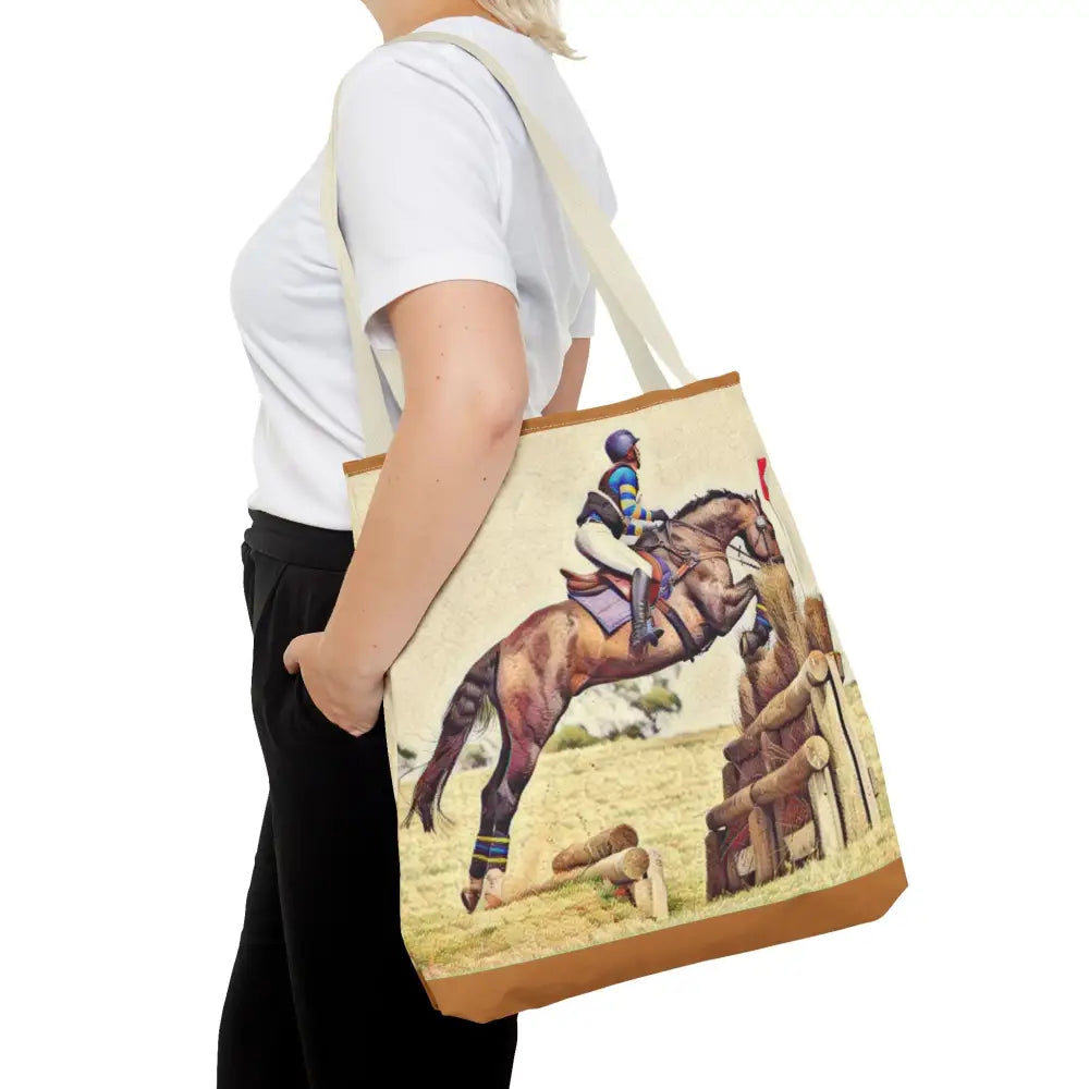 Equestrian Tote Bag - Horse Cross Country Jumping Art Design for Eventers - Bags