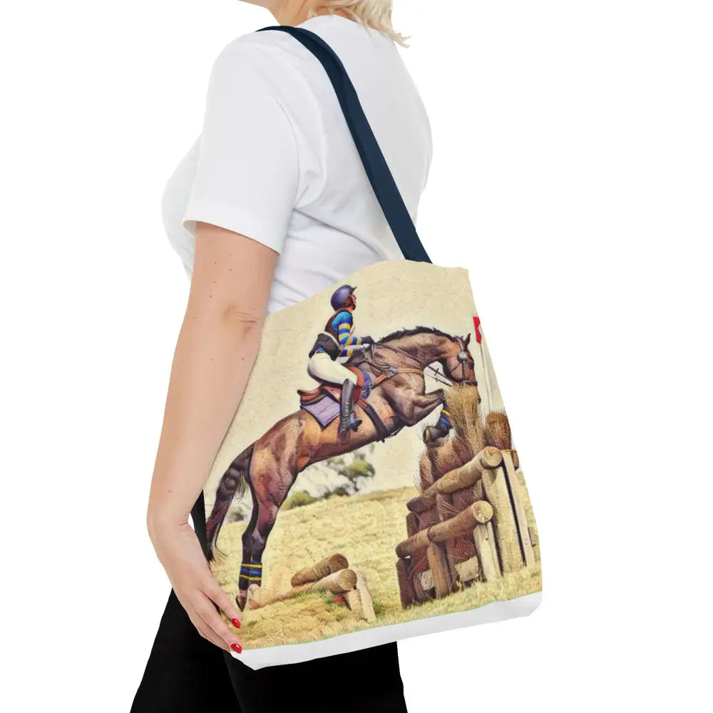 Equestrian Tote Bag - Horse Cross Country Jumping Art Design for Eventers - Bags