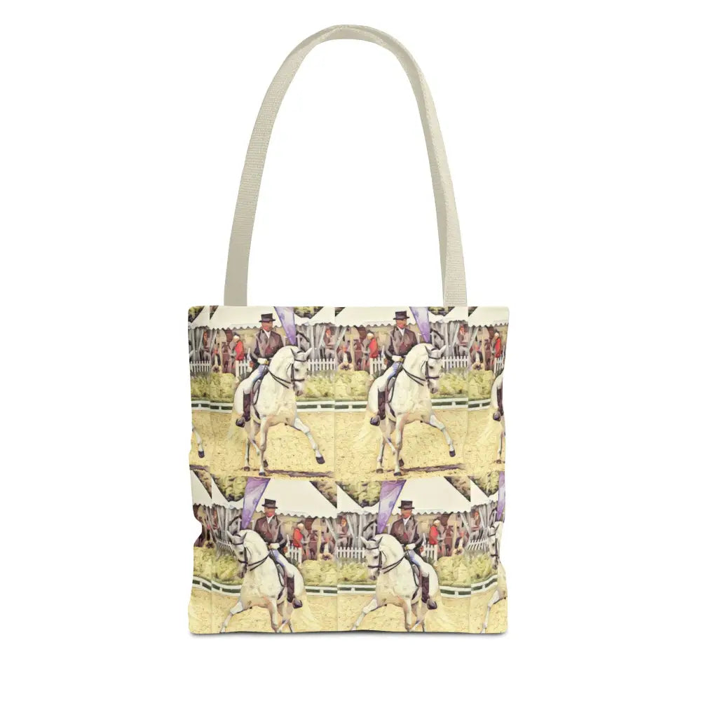 Equestrian Tote Bag - Stylish Dressage Rider Design for Horse Lovers - 13’’ × 13’’ / Beige - Bags