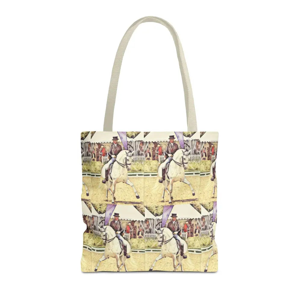 Equestrian Tote Bag - Stylish Dressage Rider Design for Horse Lovers - 16’’ × 16’’ / Beige - Bags