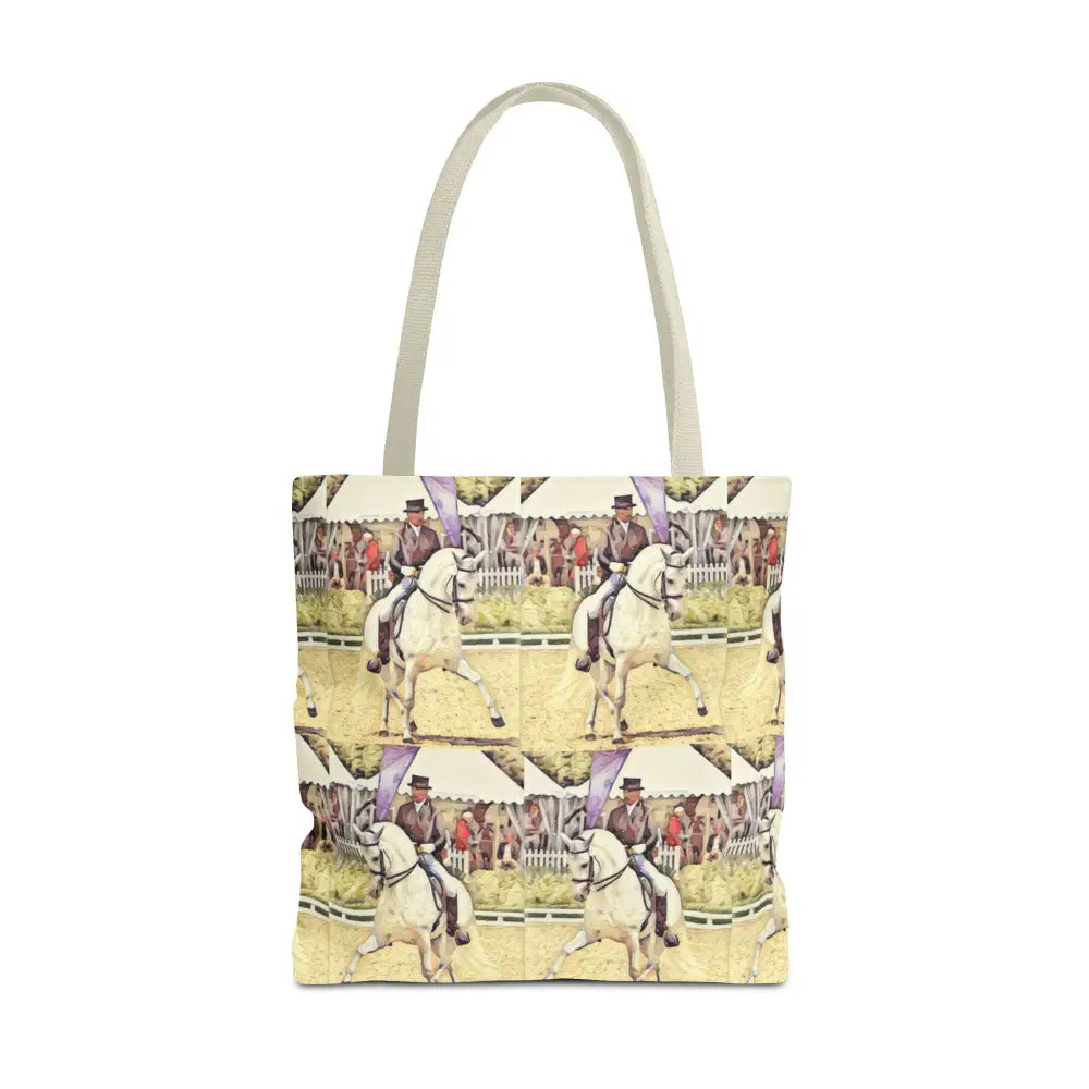 Equestrian Tote Bag - Stylish Dressage Rider Design for Horse Lovers - 18’’ × 18’’ / Beige - Bags