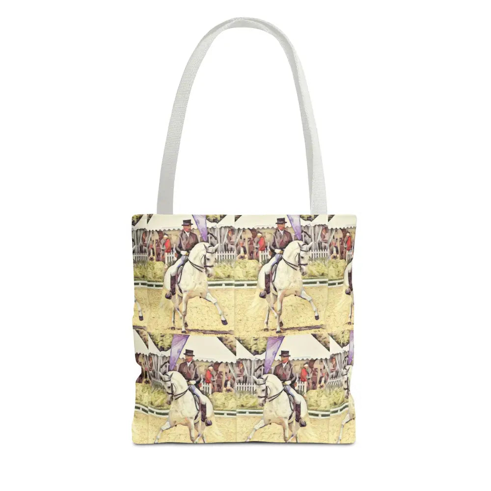 Equestrian Tote Bag - Stylish Dressage Rider Design for Horse Lovers - 13’’ × 13’’ / White - Bags