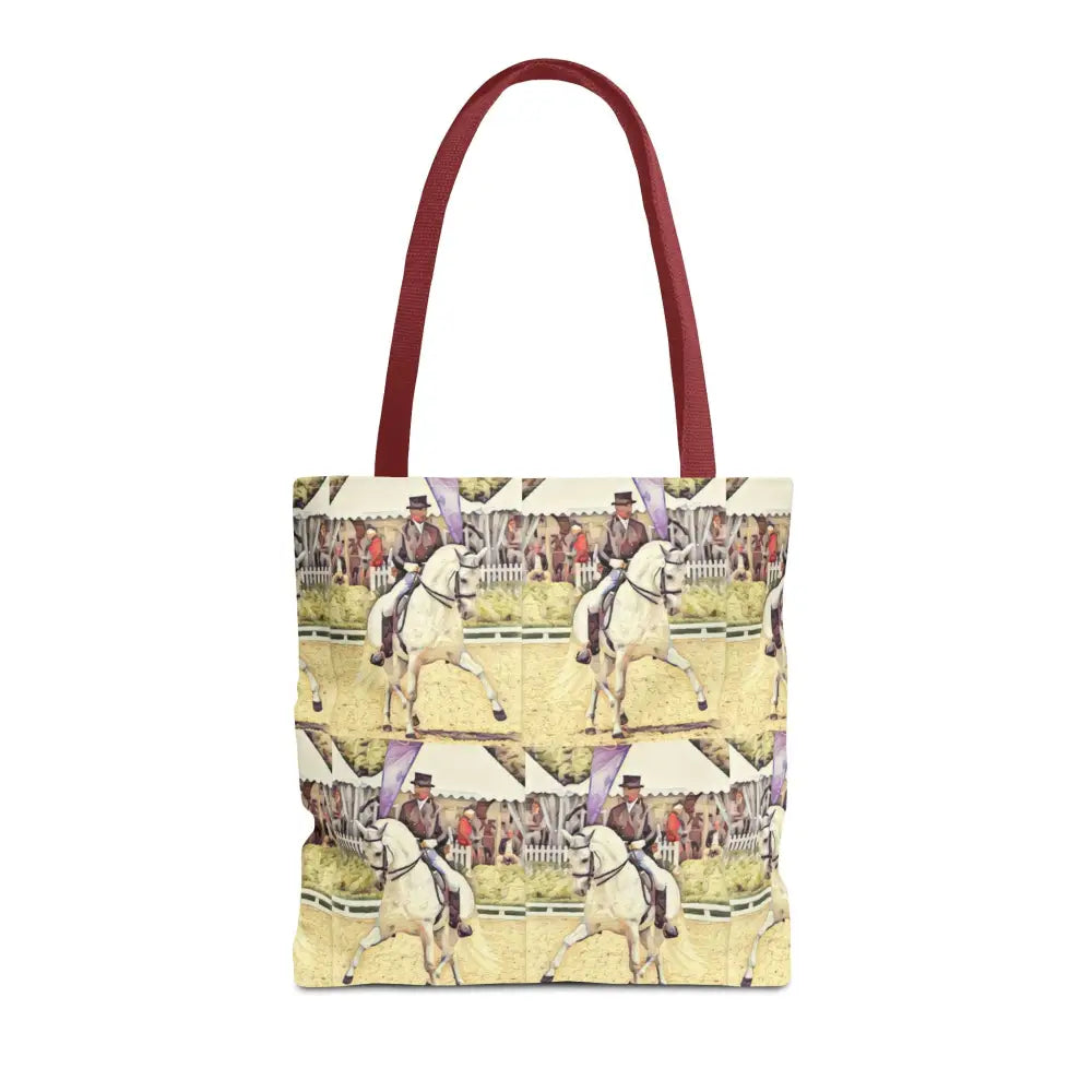 Equestrian Tote Bag - Stylish Dressage Rider Design for Horse Lovers - 16’’ × 16’’ / Red - Bags