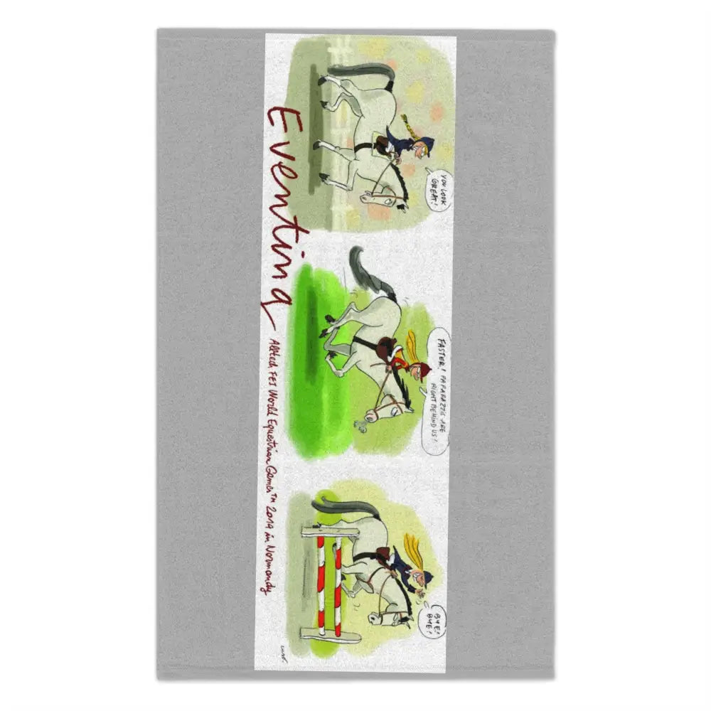 Eventing Grooming Towel - Fun Equestrian Theme for boot polishing or grooming - White / 11’’ × 18’’ - Home Decor