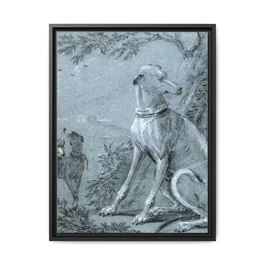Framed Dog Art Canvas - Vintage Greyhound Design for Home Decor - 18″ x 24″ (Vertical) / Black / 1.25’’ - Canvas