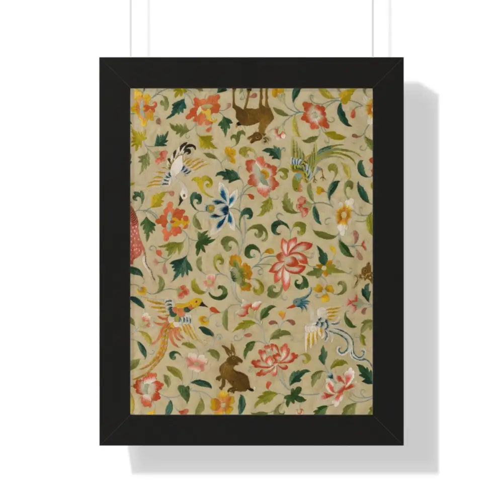 Framed Floral Vertical Poster - Bohemian Wall Art for Home Decor - 12″ x 16″ / Black - Poster