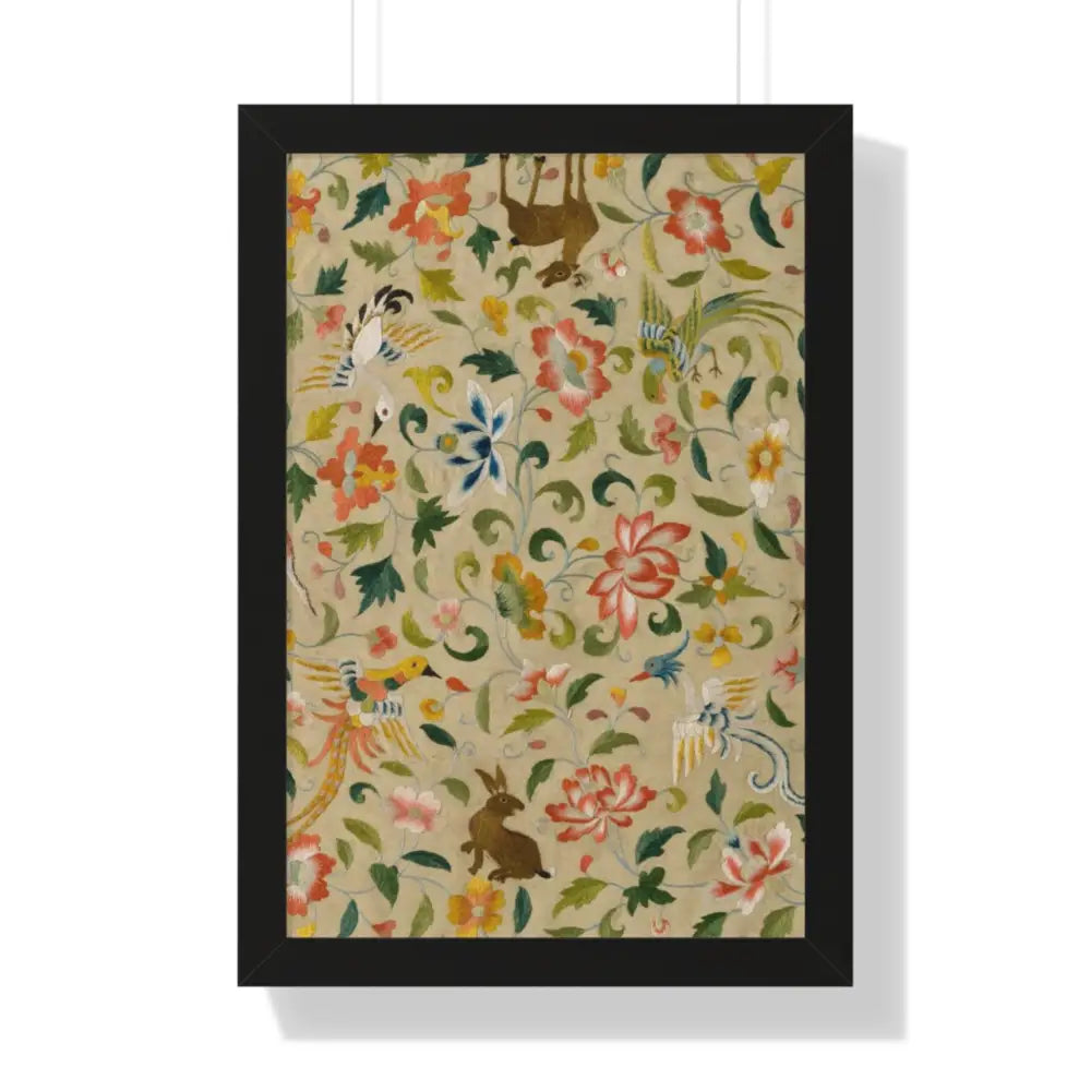 Framed Floral Vertical Poster - Bohemian Wall Art for Home Decor - 16″ x 24″ / Black - Poster