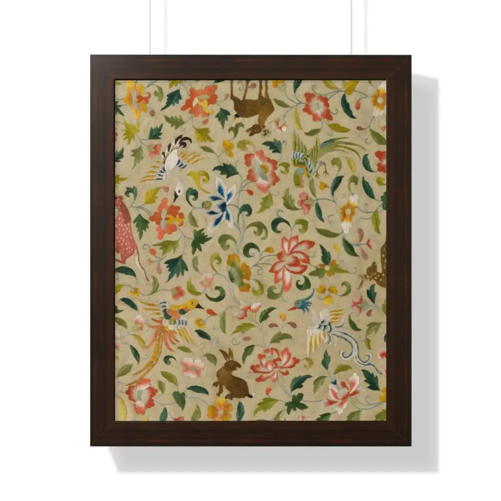 Framed Floral Vertical Poster - Bohemian Wall Art for Home Decor - 16″ x 20″ / Walnut - Poster