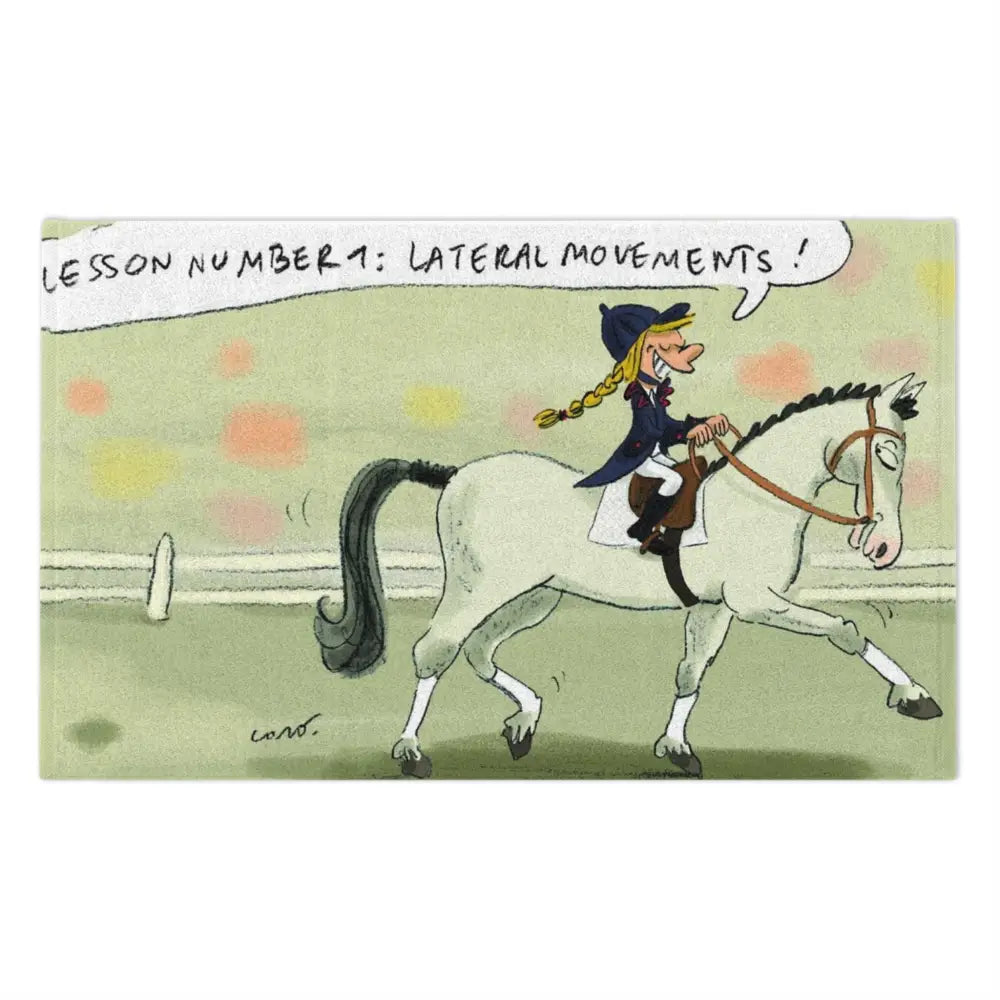 Fun Equestrian Grooming Towel with Dressage Riding Lesson Design - White / 11’’ × 18’’ - Home Decor