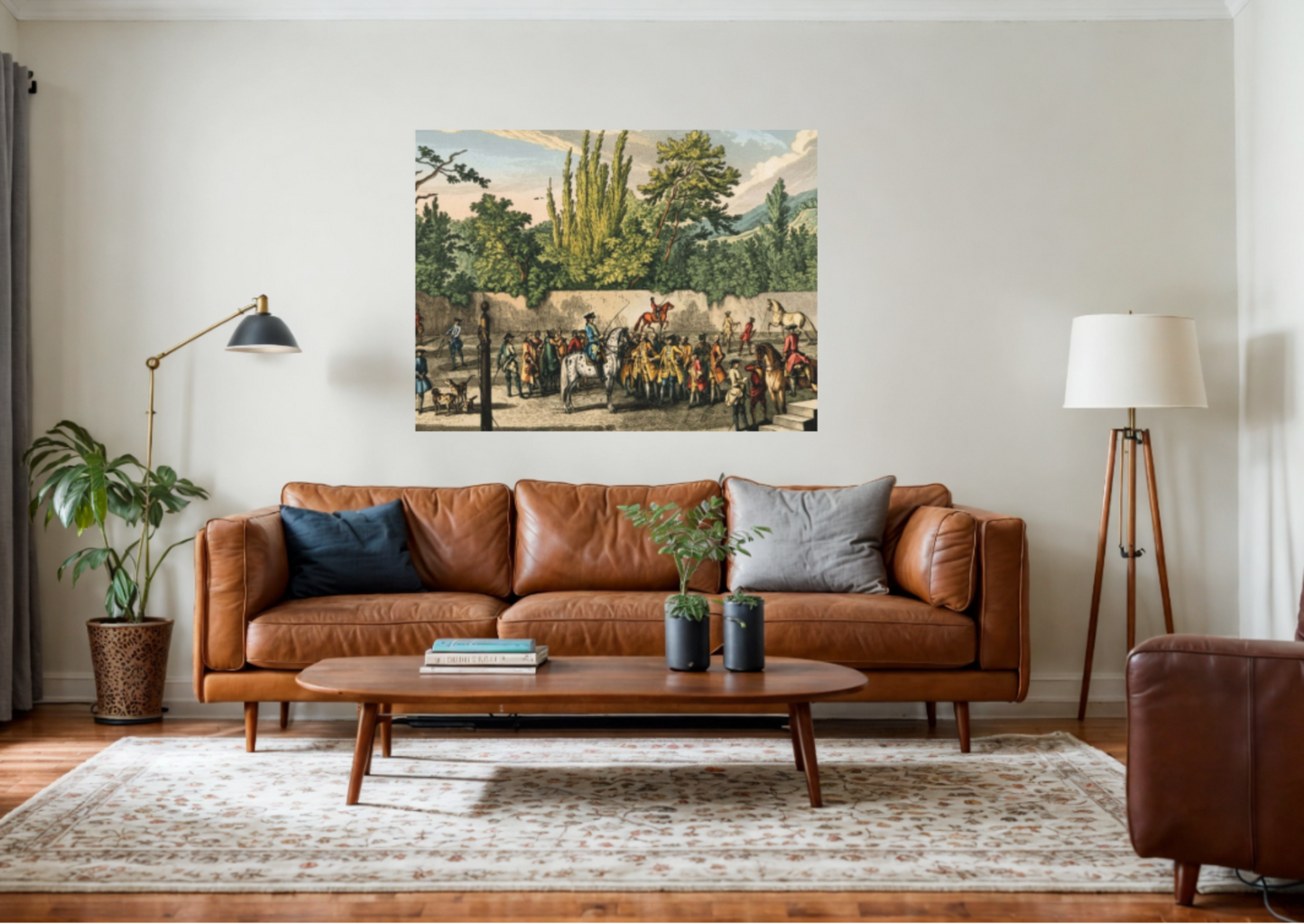 Historical Horse Riding Scene Matte Canvas Print