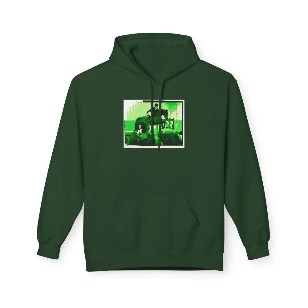 Hoodie - Elegant Equitation Rider Over Fences Design - S / Forest Green - Hoodie