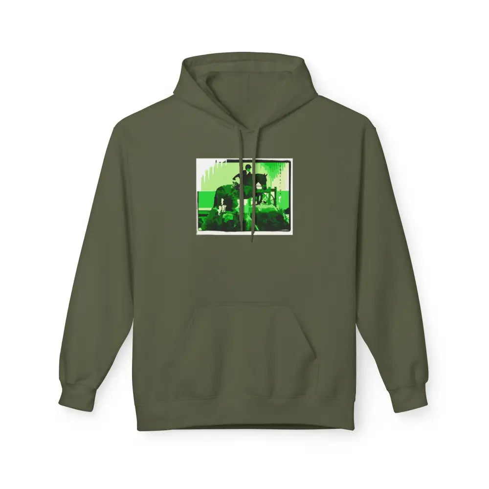 Hoodie - Elegant Equitation Rider Over Fences Design - S / Military Green - Hoodie