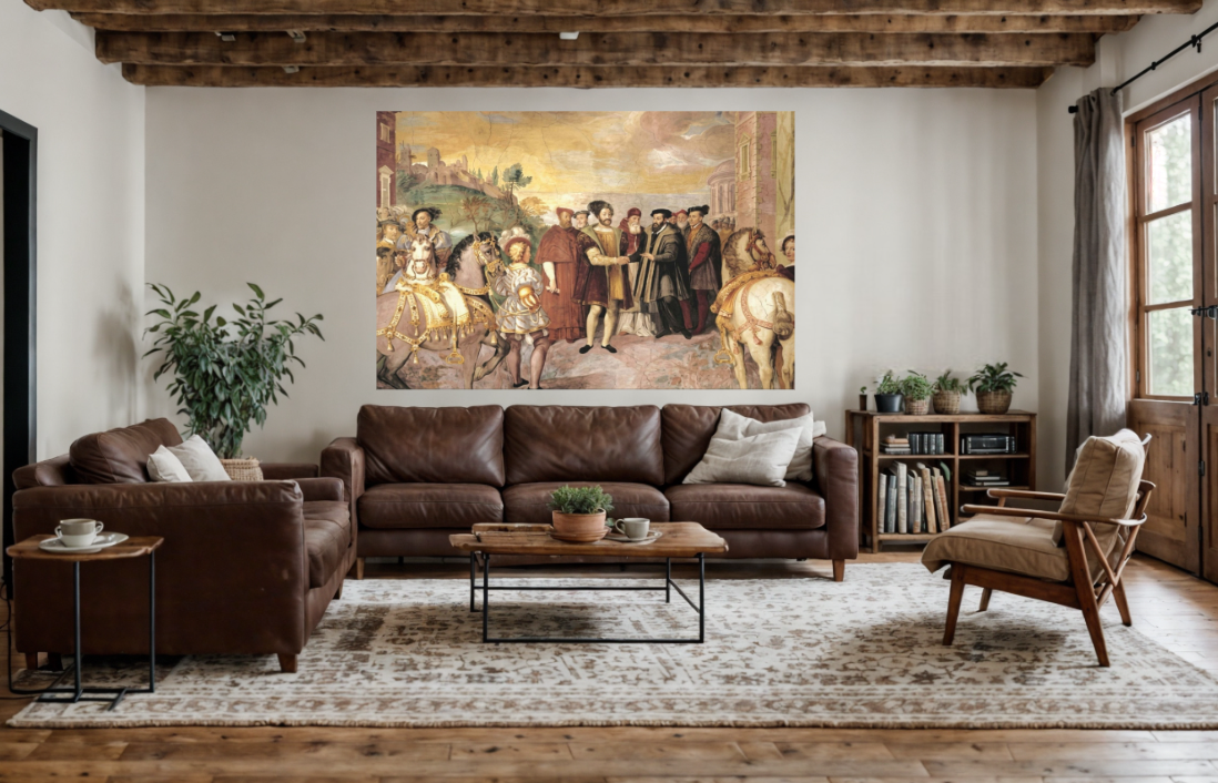Matte Stretched Canvas Print — Renaissance Court Historical Art Wall Decor