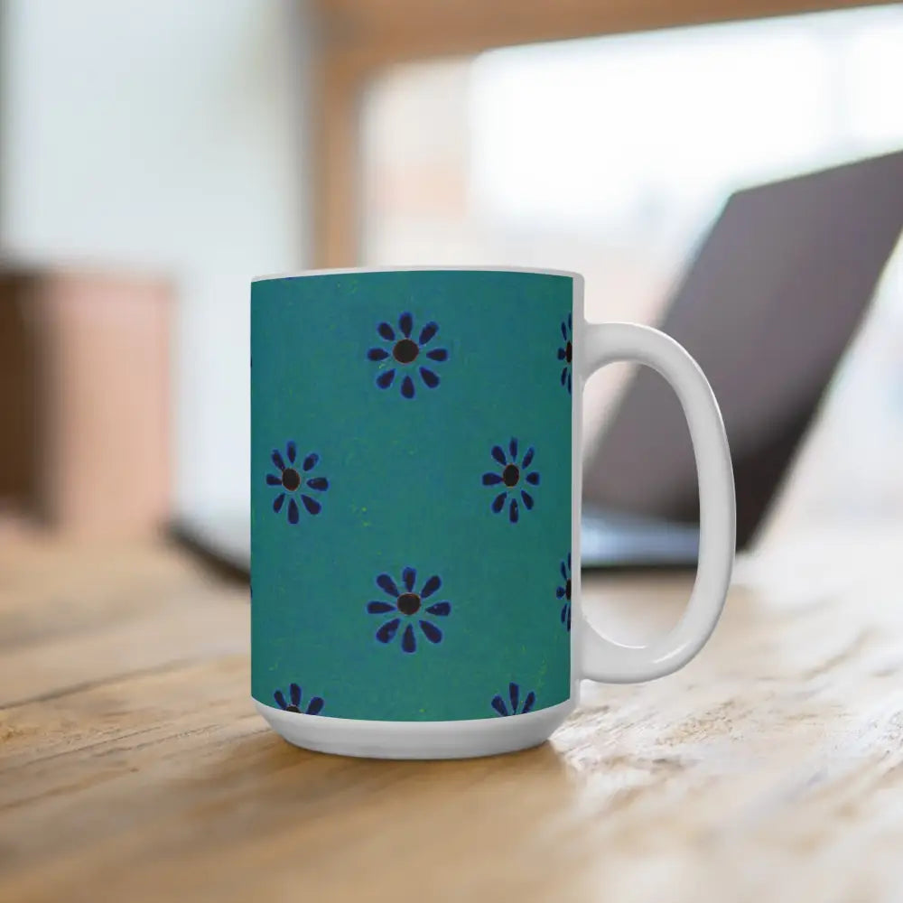 Mug 15oz - Bright Happy Flower Graphic Coffee Cup - 15oz - Mug