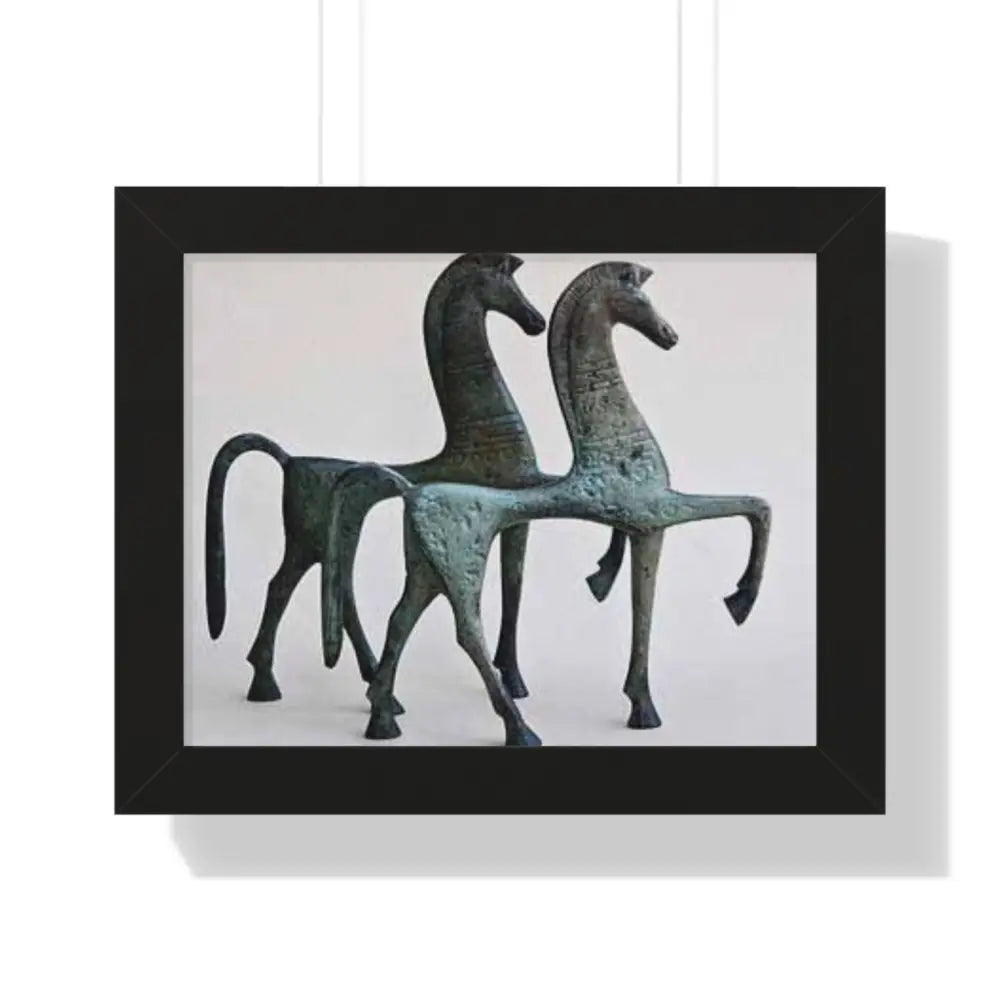 Poster Print - Greek Horses from 4th Century BC - 14″ x 11″ / Black - Poster