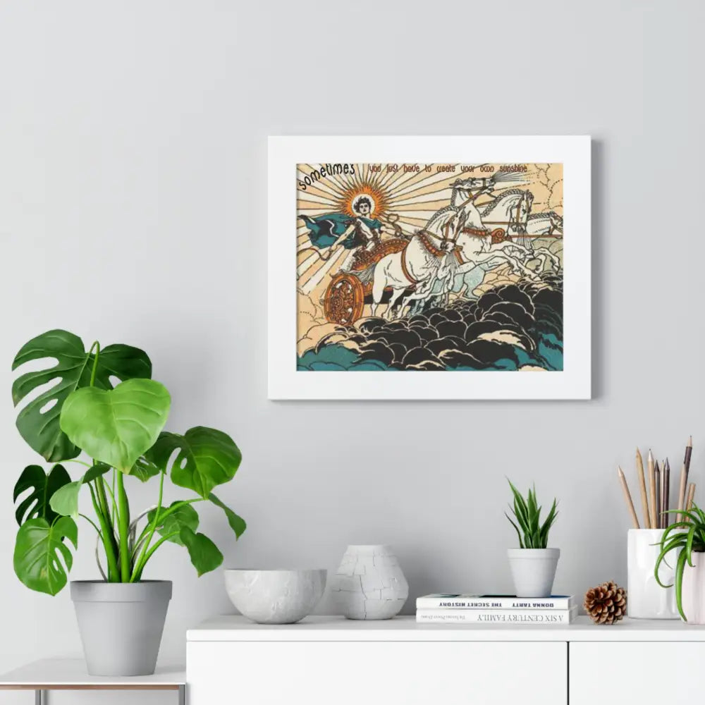 Poster Print with Helios and Four Horses Driving - ’Make Your Own Sunshine’ Caption - Poster
