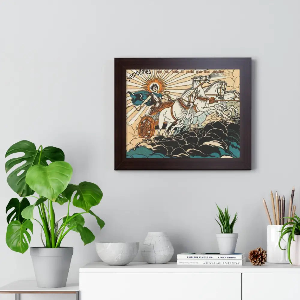 Poster Print with Helios and Four Horses Driving - ’Make Your Own Sunshine’ Caption - Poster