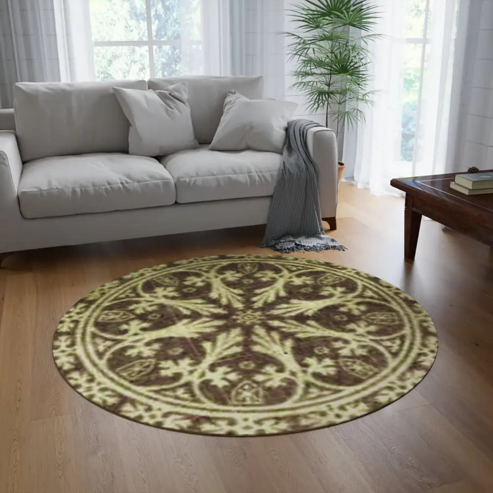 Round Rug - Classic floor tile design - 60’’ × 60’’ - Home Decor