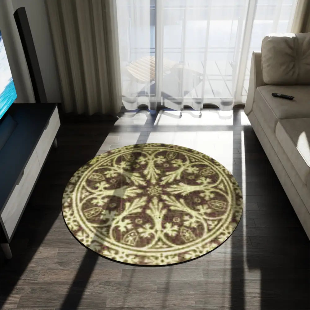 Round Rug - Classic floor tile design - 60’’ × 60’’ - Home Decor