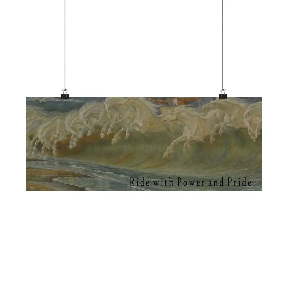Satin Poster Neptune Power and Pride Wave Horse Print - Poster