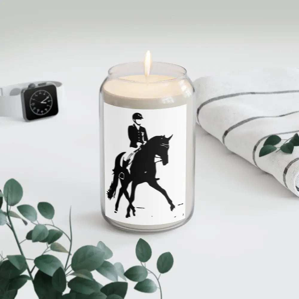 Scented Candle - Dressage Horse and Rider in Elegant Half Pass - Comfort Spice / 13.75oz - Home Decor