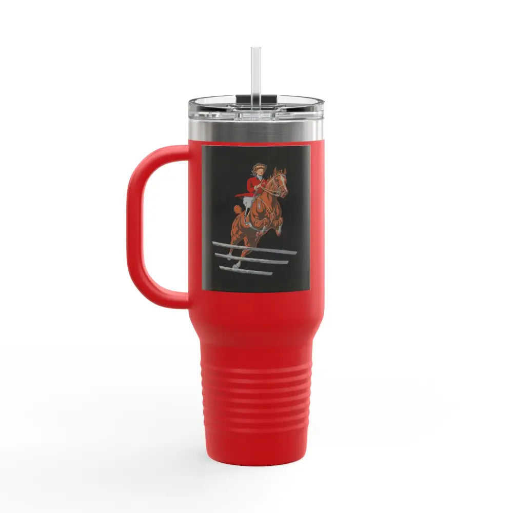 Travel Mug - 1920’s Women Jumping Horse Vintage Image Design - Mug