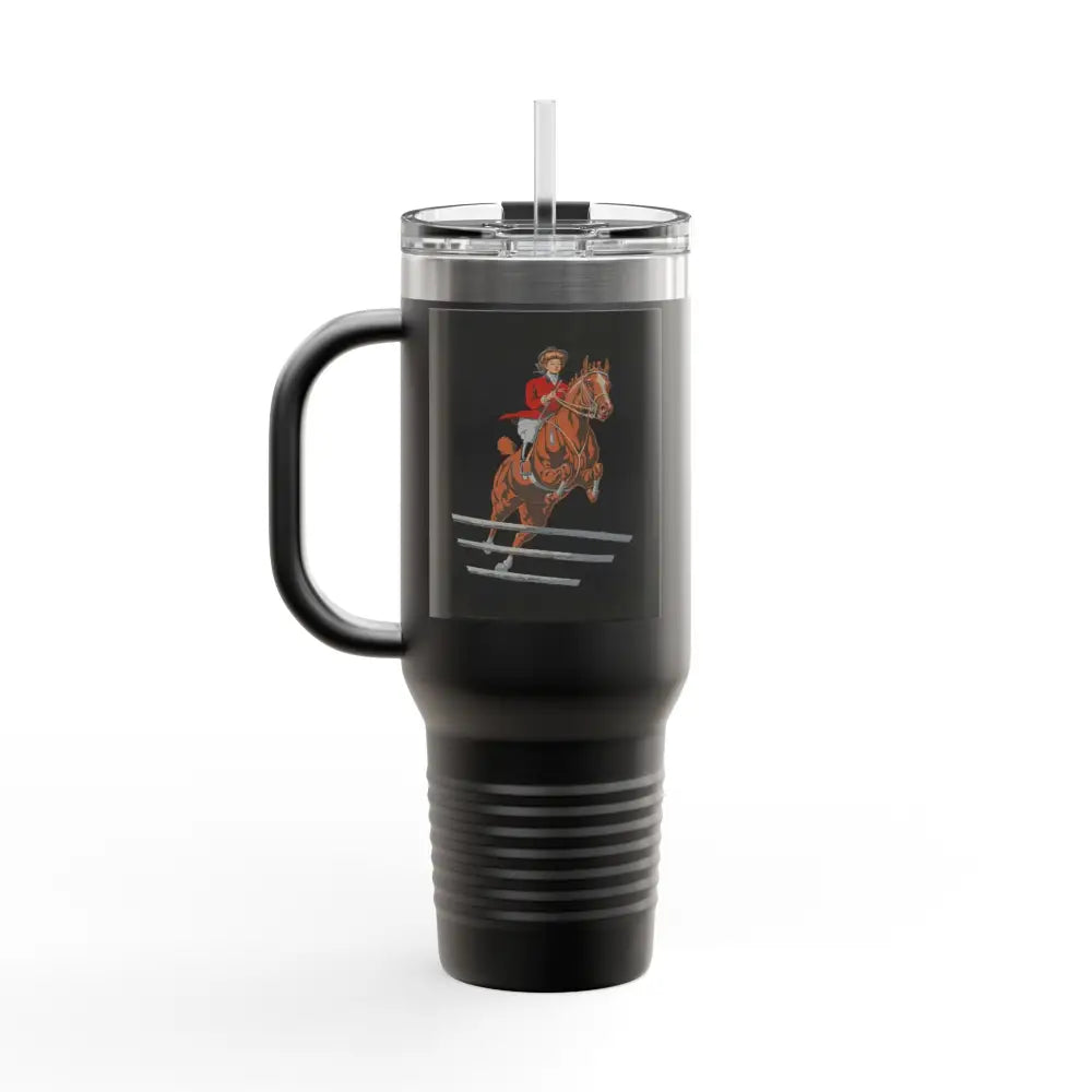 Travel Mug - 1920’s Women Jumping Horse Vintage Image Design - Mug