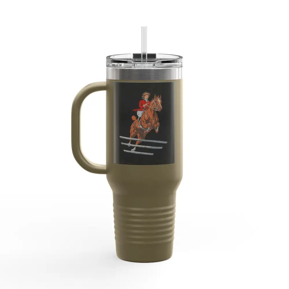 Travel Mug - 1920’s Women Jumping Horse Vintage Image Design - Mug