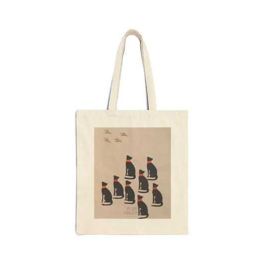Vintage Cat Art Cotton Canvas Tote Bag - Perfect for Cat Lovers - Natural / 15’’ x 16’’ - Bags