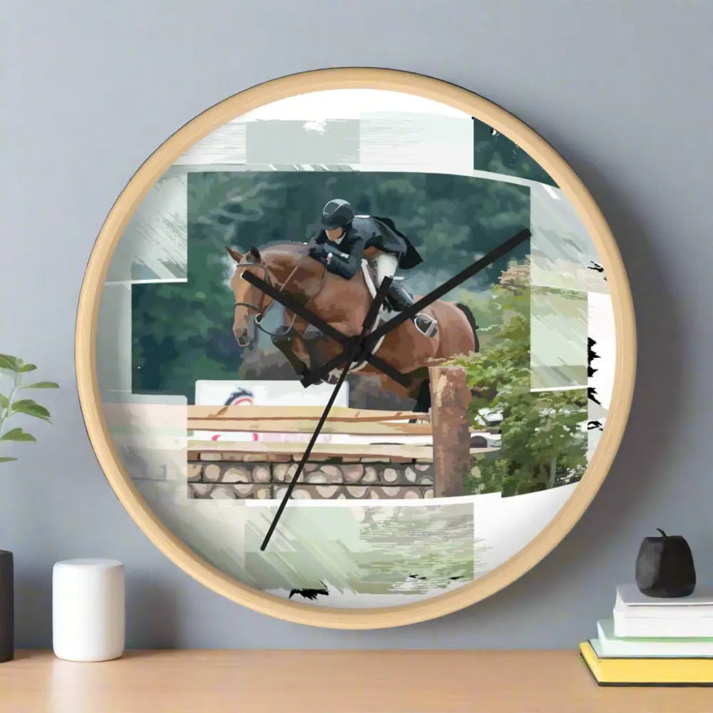 Wall Clock - Derby Horse Perfect Style - Wooden Base / Black / 10’’ - Home Decor