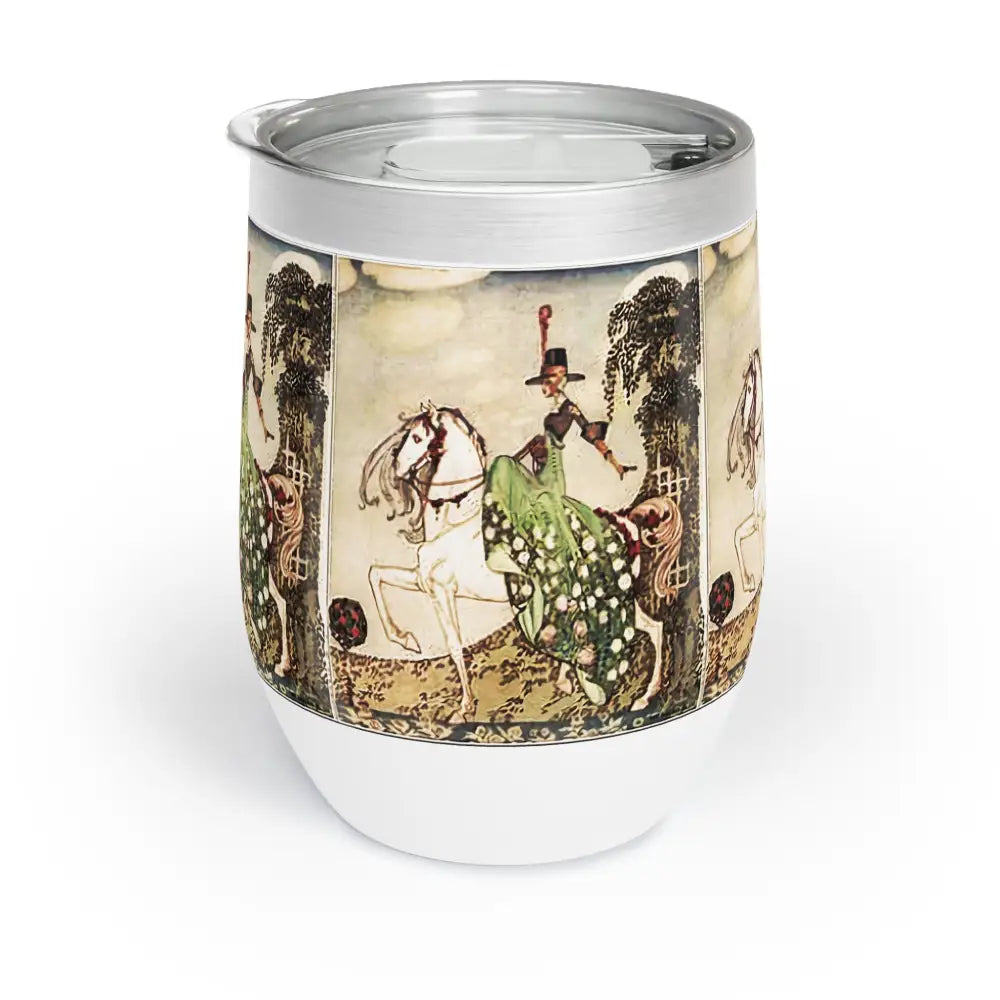 Wine Tumbler - Fantasy Female Rider on Horse Design - White / 12oz - Mug