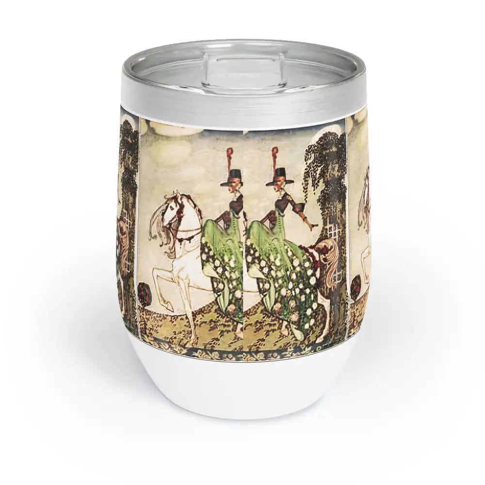 Wine Tumbler - Fantasy Female Rider on Horse Design - White / 12oz - Mug